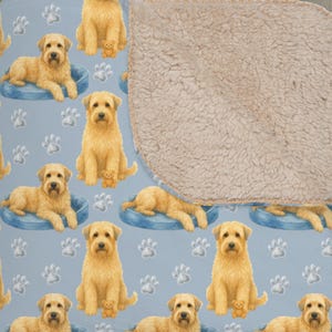 Soft Coated Wheaten Terrier Dog Sherpa Blanket, Cute Wheatie Dog Paw Print Throw, Cozy Gift for Wheaten Dog Lovers, Warm Fleece Lap Cover