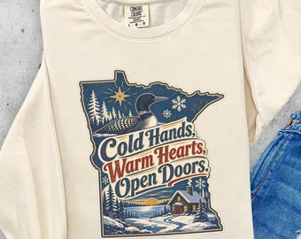 Minnesota State Sweatshirt, Winter Quote Crewneck Pullover, Cozy MN Loon Souvenir Gift