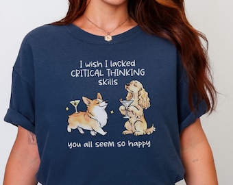 Dog Cartoon T-Shirt, Sarcastic Humor Tee, Unisex Garment-Dyed Cotton
