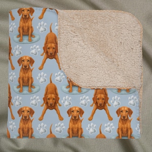 Vizsla Sherpa Blanket, Cute Hungarian Vizsla Dog Paw Print Throw, Cozy Gift for Magyar Vizsla Dog Lovers, Warm Fleece Lap Cover