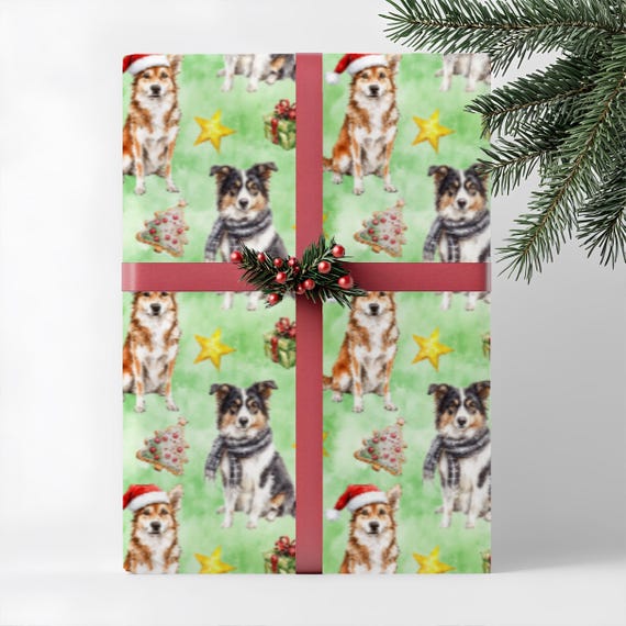 Icelandic Sheepdog Christmas Wrapping Paper, Dog Lover, Holiday
