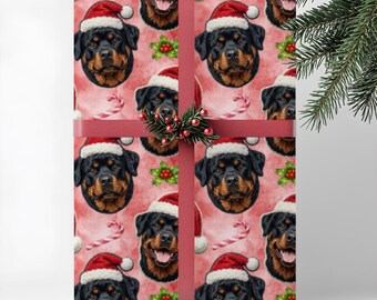 Rottweiler Dog Gift Wrap, Christmas Wrapping Paper, Premium Pet Breed Holiday Series