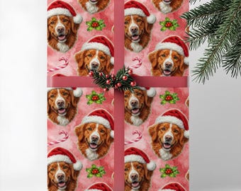 Nova Scotia Duck Tolling Retriever Dog Gift Wrap, Toller Christmas Wrapping Paper, Premium Pet Breed Holiday Series
