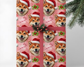 Shiba Inu Dog Gift Wrap, Christmas Wrapping Paper, Premium Pet Breed Holiday Series
