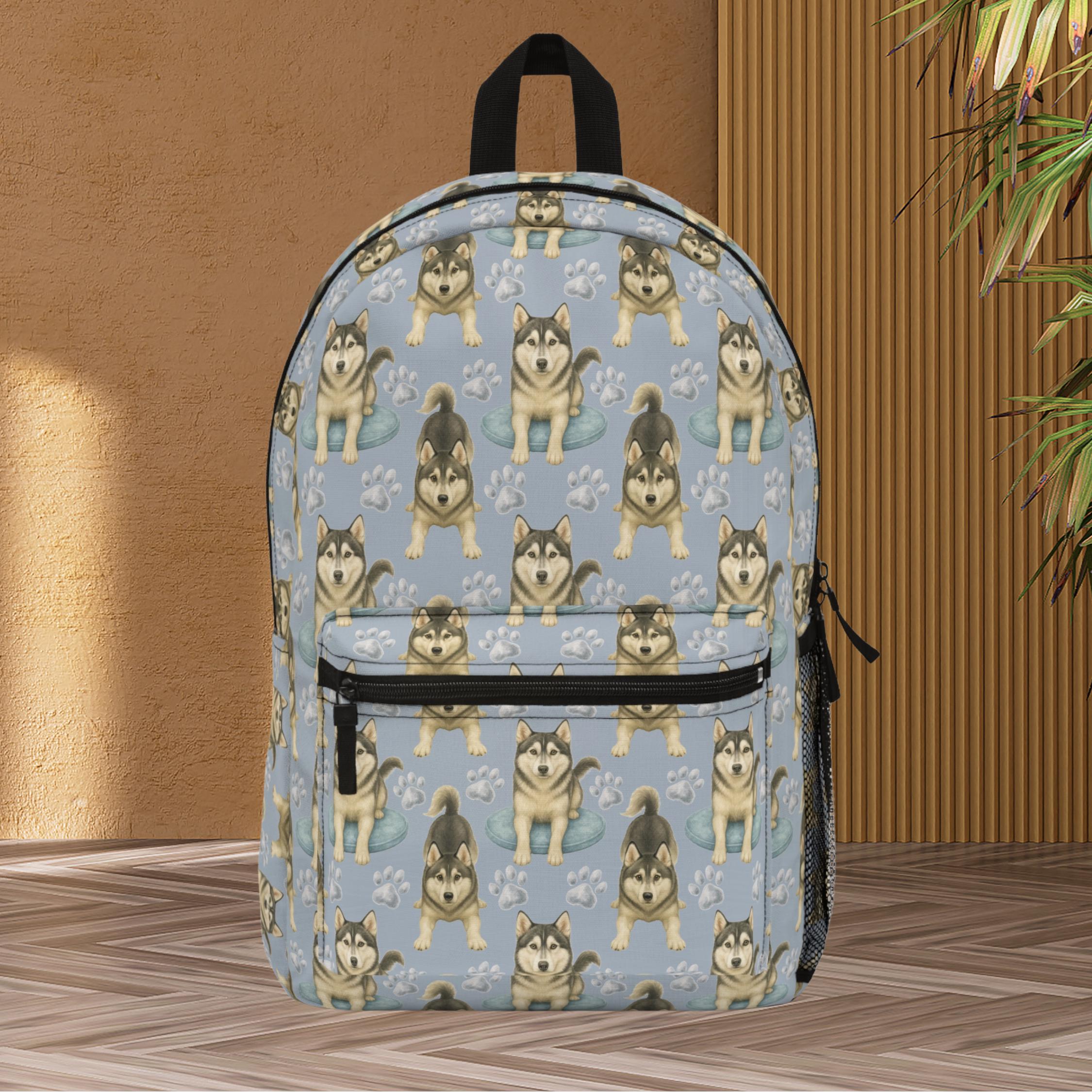 husky brand mini backpack Toddler with Plush / Wolf Toy  SMALL term durability. Husky 18" Pro Tool Backpack