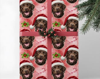 Chocolate Labrador Retriever Dog Gift Wrap, Christmas Wrapping Paper, Premium Pet Breed Holiday Series