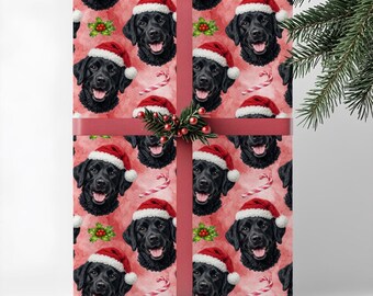 Black Labrador Retriever Dog Gift Wrap, Christmas Wrapping Paper, Premium Pet Breed Holiday Series