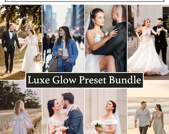 Luxury Wedding Preset Lightroom : 52 Golden Hour Filters Mobile Desktop, Luxe Glow Bundle Bonus
