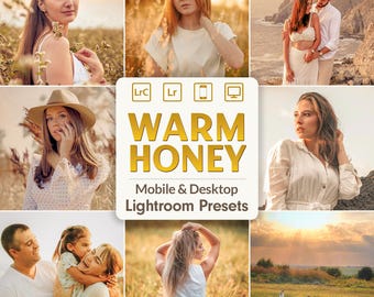 Warm Honey Lightroom Presets: Golden Hour Mobile & Desktop Filters (DNG/XMP)