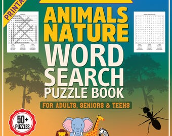 Animal Word Search Puzzle Book: Nature Puzzles for Adults (Digital Download)