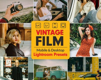Vintage Film Lightroom Presets : Retro Photography Bundle, 70 Professional Filters, Mobile & Desktop (Instant Download)