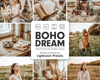 Boho Dream Lightroom Presets: Warm Creamy Mobile & Desktop Filters