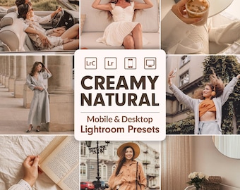 30種類のクリーミーでナチュラルなLIGHTROOMプリセット：ボヘミアン風ウォームソフトプリセット、モバイルデスクトップ、屋外ポートレート、明るくエアリーなInstagramフィルター