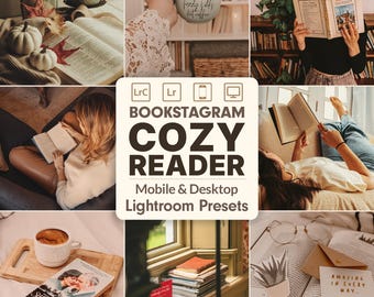 Presets Lightroom Cozy Reader | 25 Ajustes Bookstagram BookTok | Regalo Amantes Libros Móvil Desktop