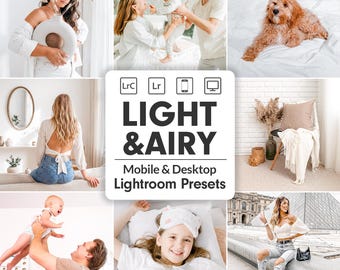 30種類の明るく風通しの良いLightroomプリセット：モバイル・デスクトップ｜ウェディング・ファミリー・ライフスタイル｜明るく自然な写真編集バンドル
