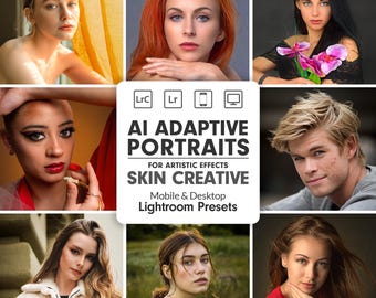 Creative Al Portrait Presets  | 36 Artistic Lightroom Presets with Portrait Wizard & Directional Lighting | One-Click Creative Enhancement