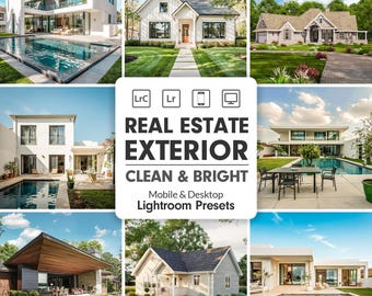 不動産外観写真用Lightroomプリセット37選｜明るくクリーンな屋外物件写真用フィルター｜モバイルとデスクトップ｜不動産業者向け編集ツール