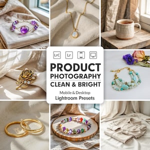 40 PRO Produktfotografie Presets | Sauberer & heller Lightroom Mobile Desktop | Professionelles Studio | Weißer Hintergrund | Etsy Produktfotos