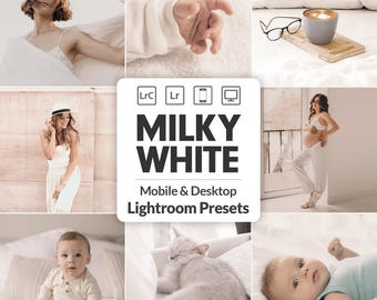 68種類のミルキーホワイトLightroomプリセット | 新生児向けプリセット | ミニマルなベビー向けプリセット | 明るくクリーンなプリセット | ママブロガー向けInstagram向けライトエアリープリセット