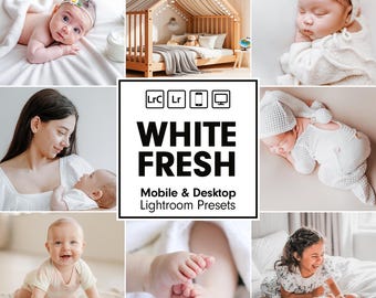 Newborn Lightroom Presets Mobile Desktop | White Fresh Clean Baby Photography Filters