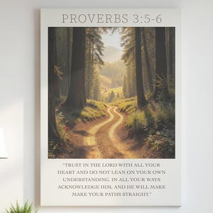 Proverbs 3:5-6 Art | Scripture Wall Art | Large Bible Verse Canvas | Trust In The Lord Scripture Print | Large Christian Canvas