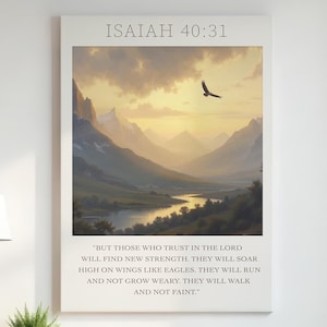 Scripture Wall Art | Large Bible Verse Canvas | Scripture Print | Isaiah 40:31 Art | Large Christian Canvas