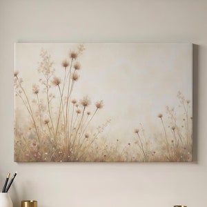 Floral Canvas Wall Art | Nature Inspired Home Decor | Neutral Wall Painting | Rustic Botanical Print | Large Canvas Art | Wildflower Print