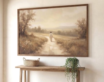 The Way, Truth, Life Framed Wall Art | Christian Art | Jesus Walking Canvas | John 14:6 Scripture Based Art | Gift for Baptism
