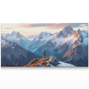 Mptivational Canvas | Inspirational Quote Wall Art | Mountain Landscape Wall Art | Large Office Print | Home Gym Wall Art