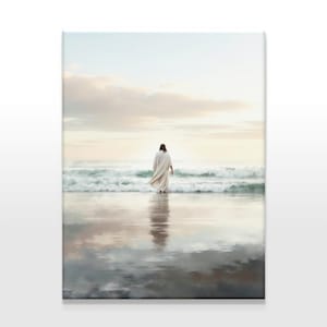 Jesus Walking on Water Wall Art | Christian Wall Decor | Jesus Walking Canvas | Faith-Based Art Print | Large Christian Canvas
