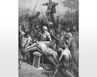 Gustave Doré Christus Kreuzigung Kunst | Ein gerahmter Keilrahmen