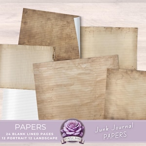 Vintage Lined Paper: Portrait & Landscape Printable (Digital Download)