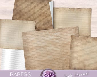 Linjerat papper i vintagestil: Utskrivbart stående och liggande (digital nedladdning)
