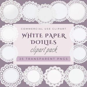 White Paper Doilies Clipart: Lace PNG Overlays for Junk Journals (Digital Download)