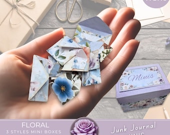 Kit di mini diari floreali: buste, scatole, biglietti (download digitale PDF/JPEG)