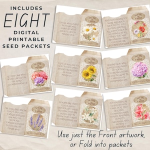 Seeds of Faith Vintage Flower Seed Packet Junk Journal: Bible Verse Ephemera (Digital Download)
