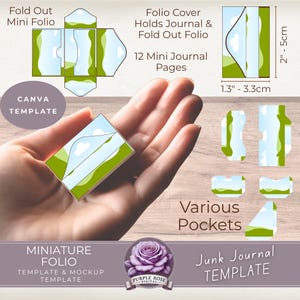SZABLON Mini Junk Journal Folio z szablonem makiety | Kompletny zestaw miniatur z okładką Folio, stronami, rozkładanym Folio, kieszeniami i ulotkami