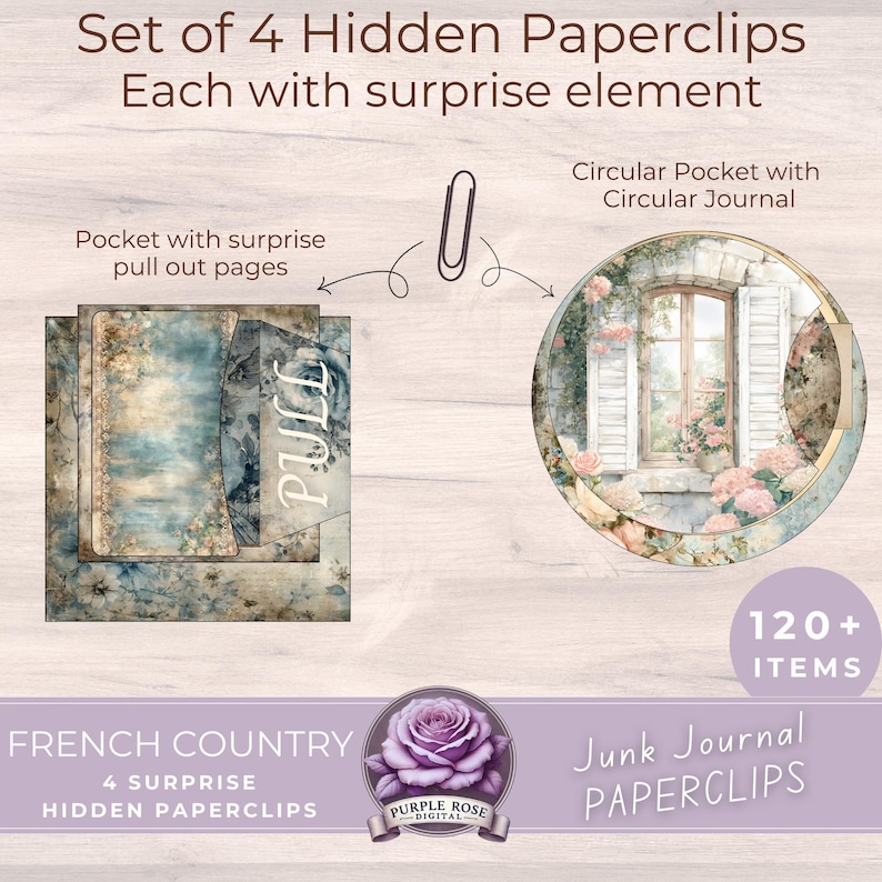 French Country Hidden Paperclips Kit: Set of 4 With Surprise Elements ...