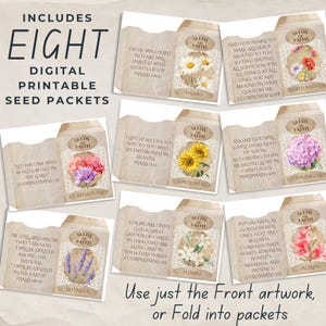 Journal indésirable de paquets de graines de fleurs - Seeds of FAITH - SACHETS DE GRAINES vintage pliables imprimables avec versets de la Bible, éphémères, artisanat, chrétien