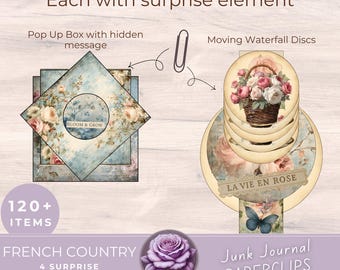 French Country Hidden Paperclips Kit: Set of 4 with surprise elements and decorations (JPG&PDF)