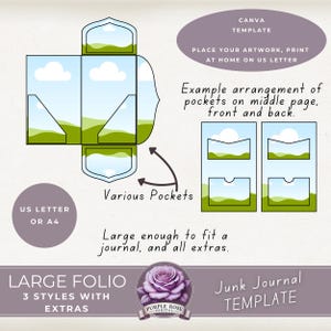 PLANTILLA GRANDE editable de diario basura con bolsillos, bandas para el vientre y material efímero / Mezcla y combina / Edita en Canva Cuenta gratuita