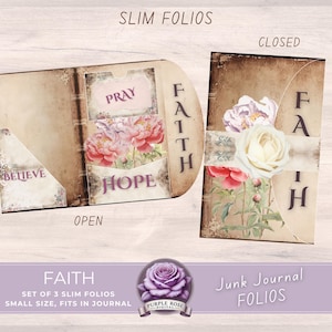 Faith Junk Journal Slim Folio: Set of 3 Vintage Floral Printable (Digital Download)