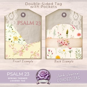 Psalm 23 Spring Loaded Tag Kit: Floral Junk Journal Ephemera (Printable Digital)