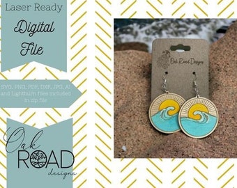 Hand Drawn Boho Wave Earrings Laser Ready SVG