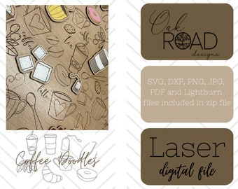 Coffee Doodle SVG for laser engraving