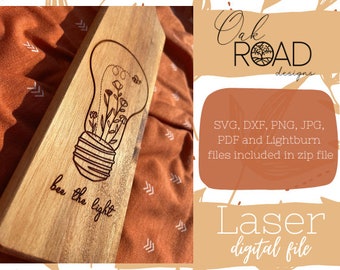 Bee the Light Lightbulb SVG for laser engraving