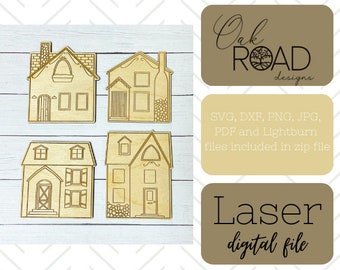 Cottage Style house bundle SVG for laser engraving