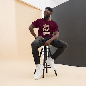Hero Menswear &quot;Talk, Heel, Grow&quot; Men&#39;s Mental Health Awareness Cotton T-Shirt