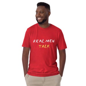 Hero Menswear Men&#39;s &quot;Real Men Talk&quot; Cotton Men&#39;s Mental Health Awareness T-Shirt