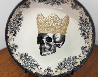 Skeleton with gold crown Dinnerware Large Bowl, Limited Edition, Royal Stafford England. Rare